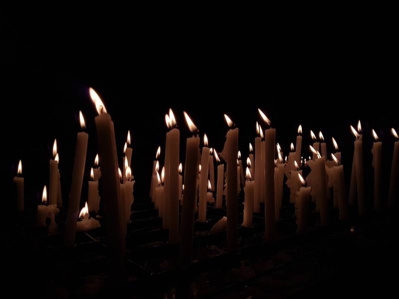 candles, dark, prayer, spirituality, fire - natural phenomenon, glowing, melting, flame, large group of objects, in a row, italy, indoors, illuminated
