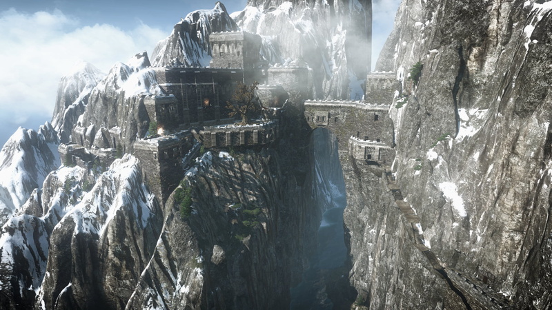 cliff, video games, formation, tranquility, mountain, snowy mountain, rock, solid, concrete, nature, geology, tree, scenics - nature, rock formation, water