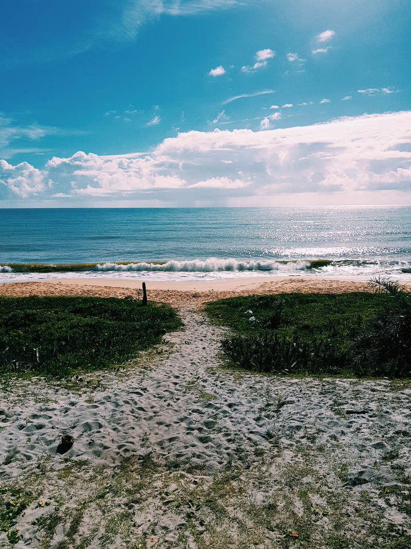 cloud - sky, porto seguro, grass, summer, ocean, tranquil scene, day, outdoors, horizon, brazil, beauty in nature, water, nature, sea, green, sky, horizon over water
