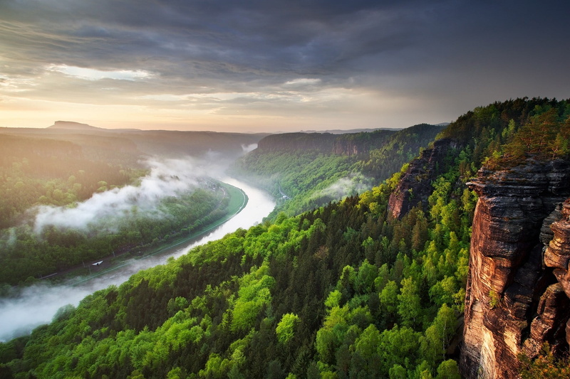 outdoors, river, land, sunset, nature, mountain, plant, flowing water, spring, green color, forest, landscape, Czech Republic, environment, non-urban scene