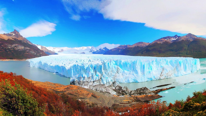 argentina, nature and landscapes, glacier, clouds, 1080P, moreno, mountains, amazing, bushes, perito