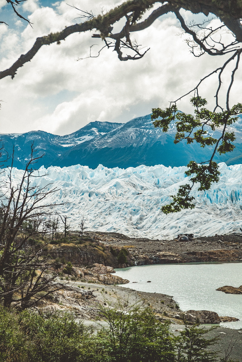 mountains, tranquility, scenics - nature, landscape, perito moreno glacier, snow, argentina, outdoors, cold temperature, cloud - sky, tree, mountain, environment