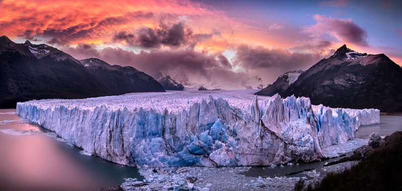 snow, mountain range, environment, dramatic sky, travel, 1080P, nature, scenics - nature, no people, lake, sunset, sky, ice, water, outdoors, purple, winter