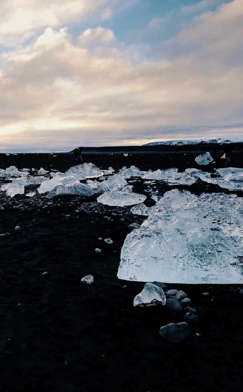 floating on water, ice, sunset, melting, tranquil scene, snow, beauty in nature, iceland, winter, glaciar, scenics - nature, sand, nature, cloud - sky