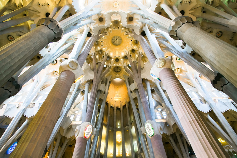 religion, building, place of worship, luxury, low angle view, monument, spain, jesus, 5K, ornate, architectural column, god, belief, spirituality, travel destinations