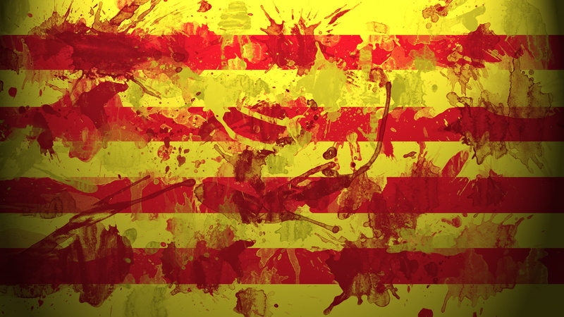 Barcelona, Catalonia, Catalonha, Spain, paint, Flag, Espana, 1080P, squirt