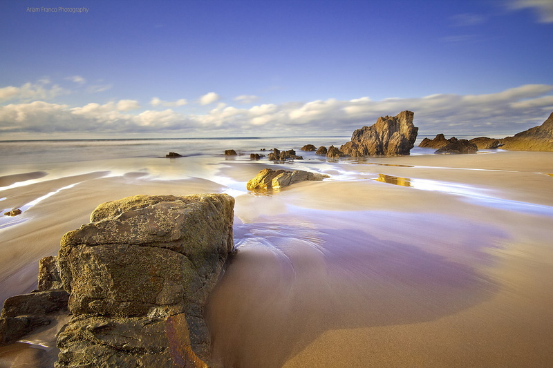 beach, spring, near, sky, April, brown, Spain, stone, Asturias, rocks, sand, body, water, 1080P, Sea