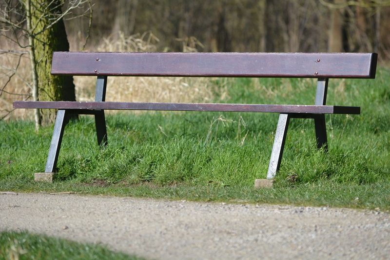 green Color, absence, picnic table, park - Man Made Space, tranquility, growth, Wooden Bench, day, 5K, nature, seat, bench, grass, water, Bank, land, park bench