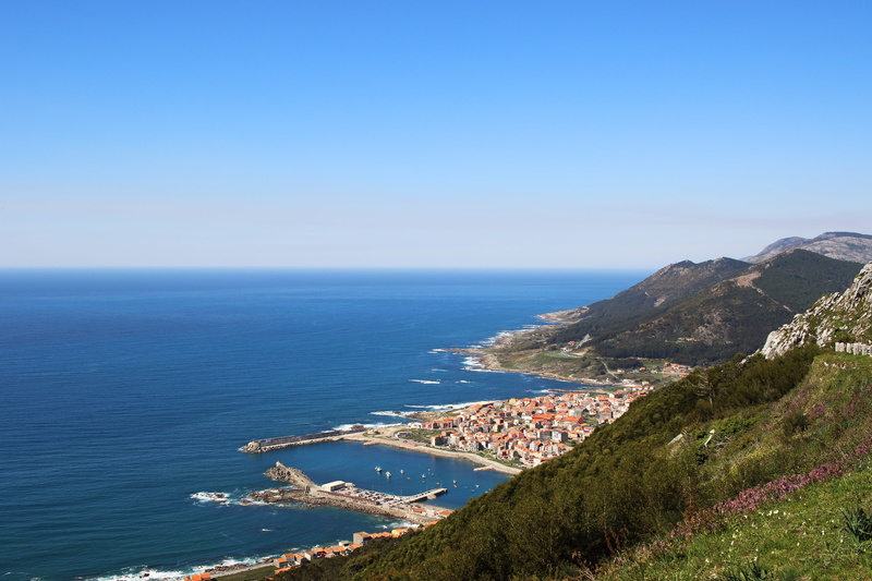 tranquility, beauty in nature, horizon, copy space, horizon over water, tranquil scene, high angle view, scenics - nature, sea, spain, a guarda, outdoors