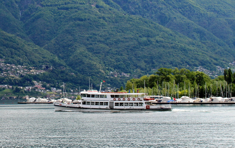 scenics - nature, mountain, switzerland, transportation, excursion ship, lago maggiore, tree, built structure, ticino, ship, water, no people, outdoors