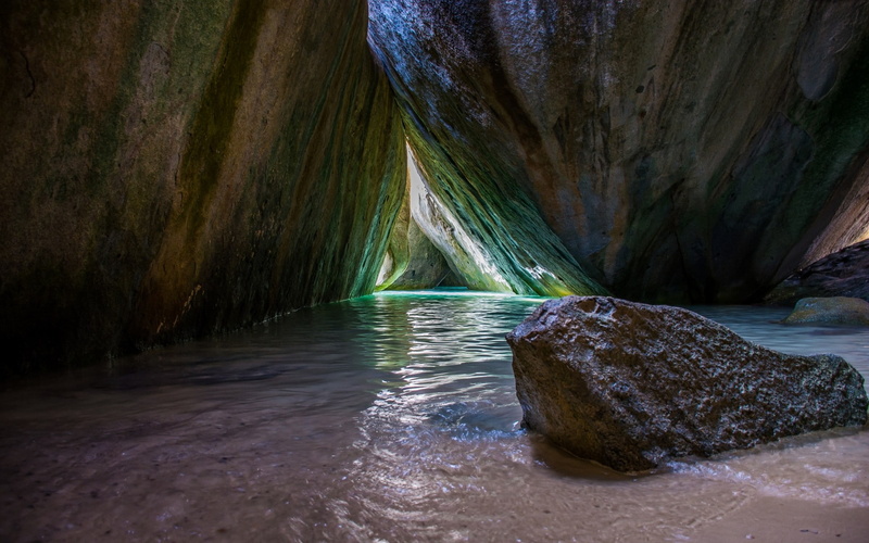sand, motion, cave, beach, flowing water, sea, power in nature, river, day, non-urban scene, eroded, British Virgin Islands, idyllic, beauty in nature