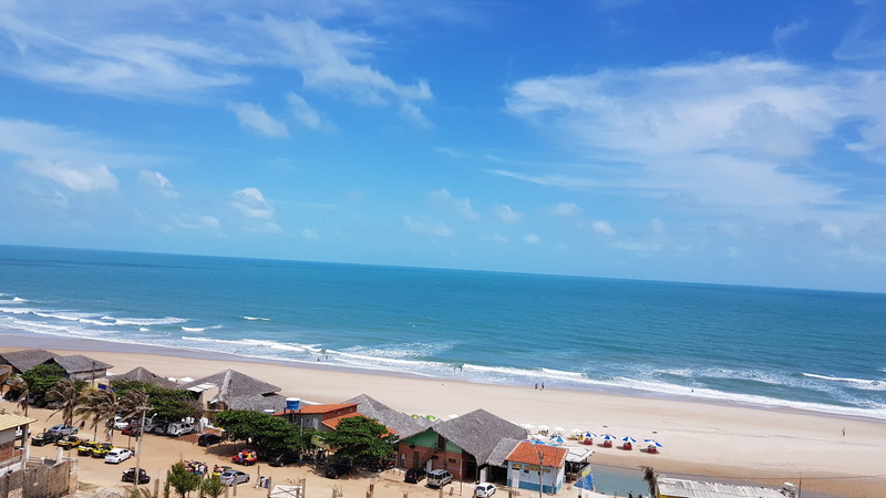 horizon over water, incidental people, architecture, idyllic, scenics - nature, high angle view, beach, outdoors, cloud - sky, fortaleza-ce - morro branco