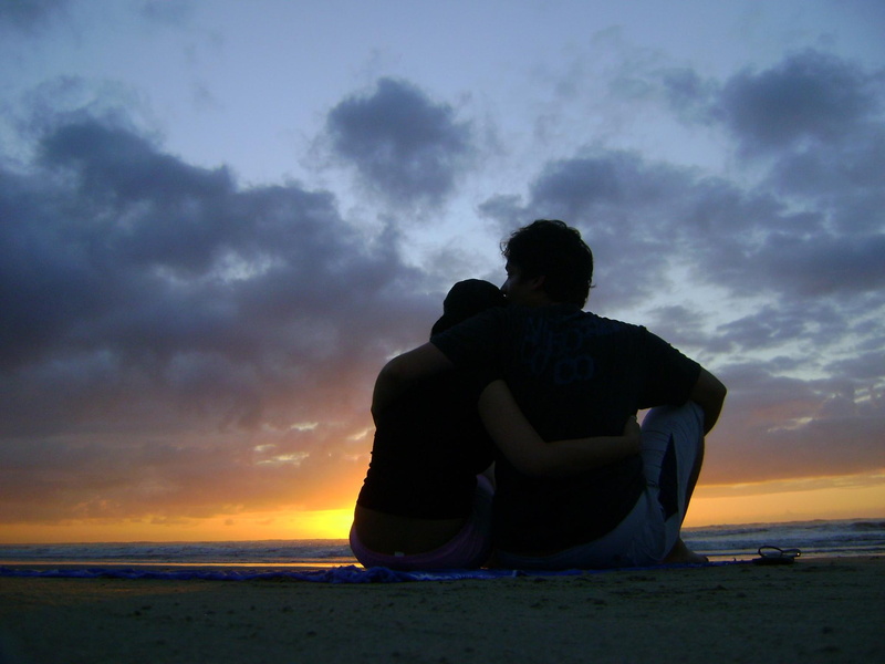 silhouette, love, na, beach, morning, praia, couple, 3d and abstract, 1080P, shadow, casal