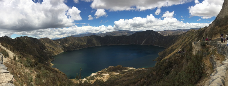 mountain, tranquility, mountain peak, mountaineering, laguna, turquoise lagoon, quilotoa, lake, landscape, water, environment, ecuador, cloud - sky, nature