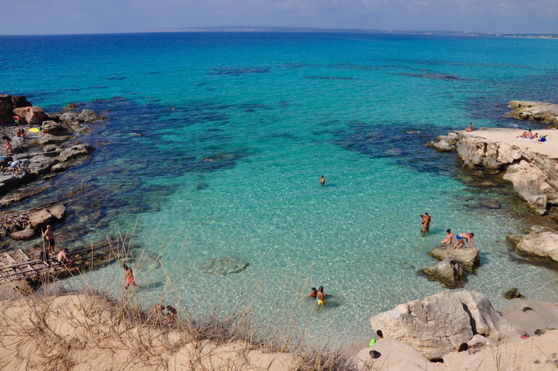 vacations, lifestyles, 4K, land, beach, tranquility, turquoise colored, solid, laguna, day, calo des mort, beauty in nature, scenics - nature, sea, trip