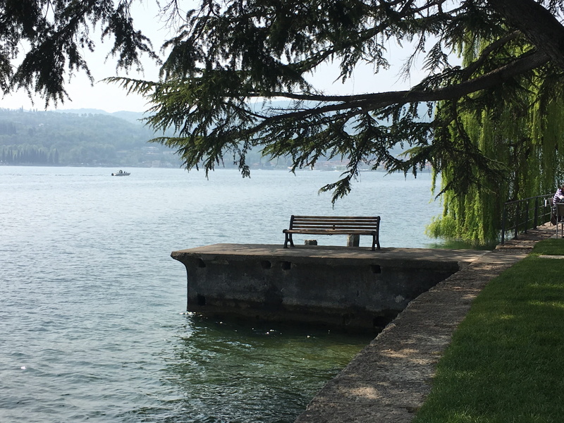 sky, growth, plant, salò, non-urban scene, mode of transportation, water, tranquil scene, 4K, nature, beauty in nature, sea, nautical vessel, italy, wooden bench