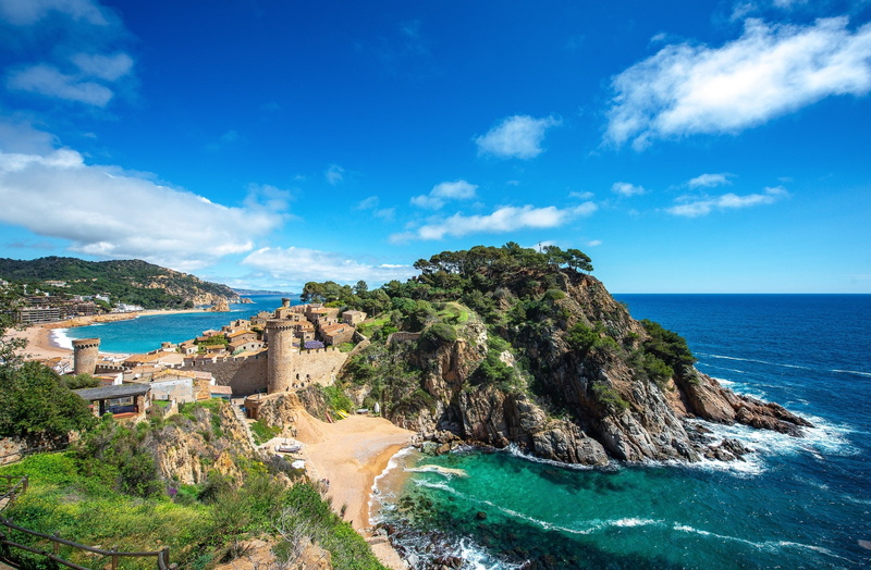Spain, Village, Castle, Man Made, Coast, Vila Vella (Tossa de Mar), 1080P