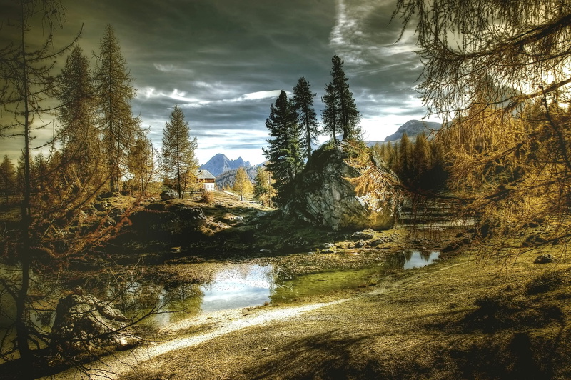 2K, rest, environment, relaxation, bergsee, growth, dolomites, landscape, tranquil scene, scenics - nature, lake, built structure, alpine, hiking, peaceful
