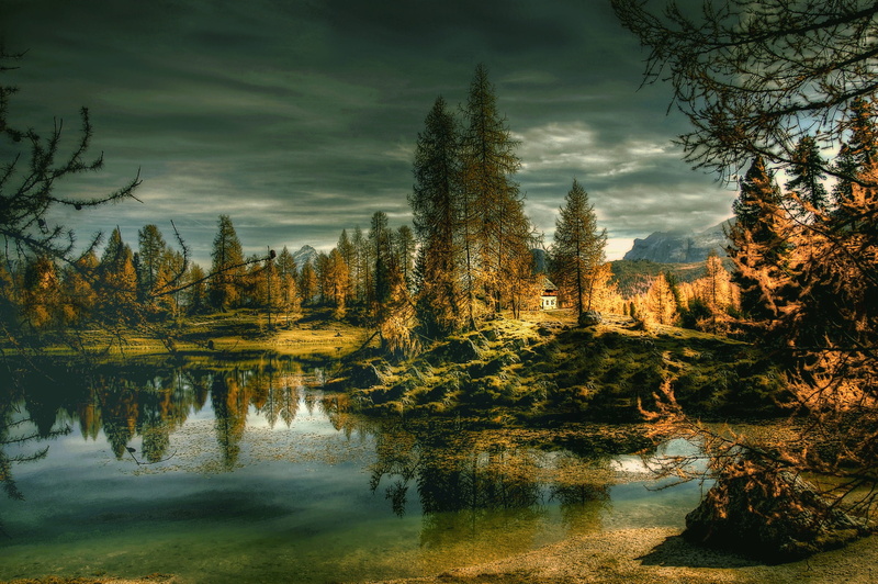 bergsee, rest, tree, nature, non-urban scene, belluno, hike, water, reflection, sky, mountains, 2K, plant, romance, italy, autumn, change, forest, scenics - nature