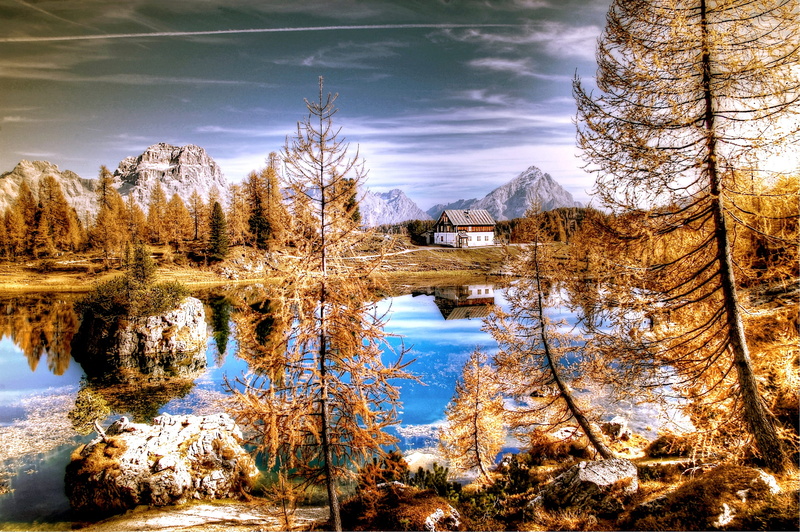 view, alpine, autumn, nature, water, rock, tranquility, dolomites, hiking, tranquil scene, forest, panorama, land, day, landscape, belluno, tree, alpine panorama