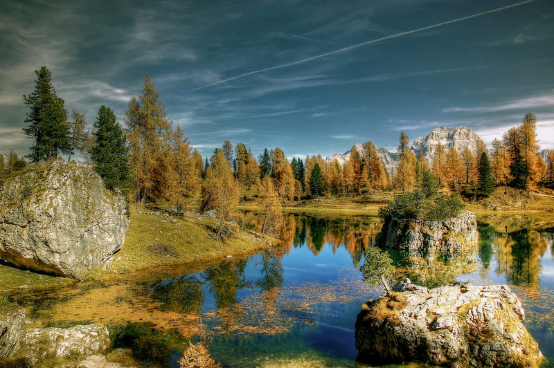 beauty in nature, solid, sky, clouds, idyllic, belluno, reflection, alpine, change, 2K, lago federa, scenics - nature, no people, waters, bergsee, nature