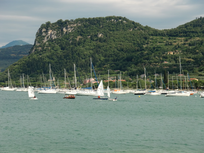 sailboat, nature, turquoise colored, outdoors, non-urban scene, 4K, tranquil scene, nautical vessel, Garda, tree, day, waterfront, mountain range, Bardolino