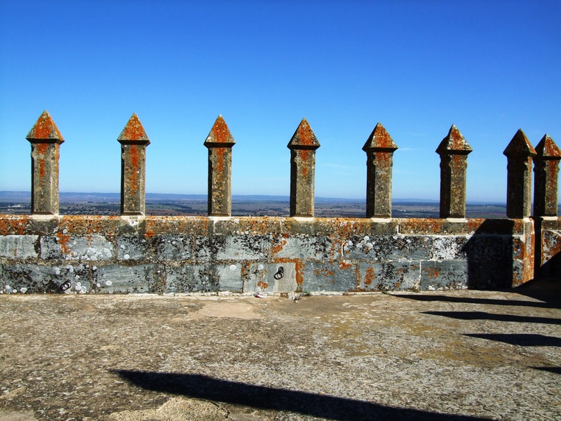 shadow, architectural column, horizon over water, nature, sunlight, blue, land, day, sea, castelo de beja, tranquility, tranquil scene, beach, architecture