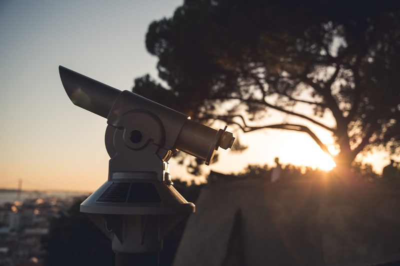 5K, architecture, focus on foreground, sky, close-up, binoculars, portugal, coin operated, sunlight, lisboa, security, plant, coin-operated binoculars