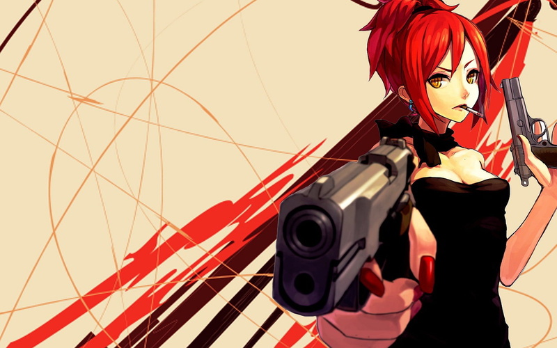 arts culture and entertainment, lifestyles, pelirroja, anime, security, pistola, nature, mujer, studio shot, real people, 1080P, one person, adult, young adult