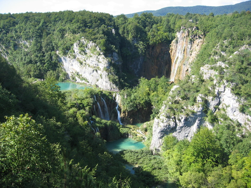 river, waterfalls, mountain, photography, tranquil scene, high angle view, waterfall, environment, tree, scenics - nature, non-urban scene, view, plitvice lakes