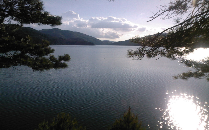 Lago Ampollino, Calabria, Sila, mountains, nature, landscape, lake, sky, Italy, trees, 1080P, Sun