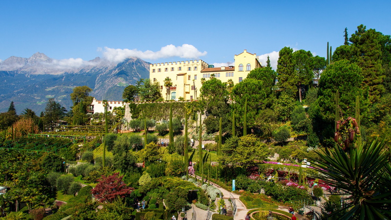 scenics - nature, plant, love, beauty in nature, more, south tyrol, tree, residential district, sky, mountain, sissi, 5K, architecture, meran, travel