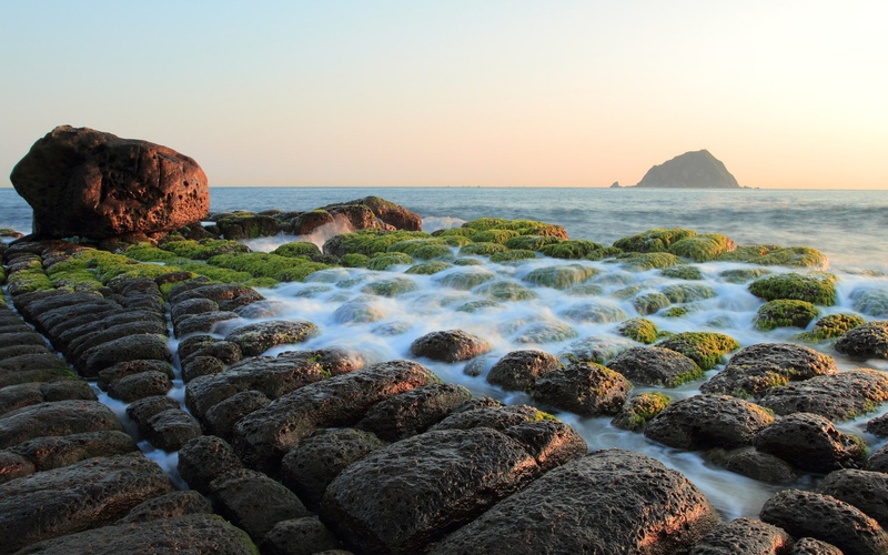 horizon over water, wonderful nature  1920x1200, rock, sea, rock - object, outdoors, beach, nature, sunset, water, clear sky, no people, rock formation