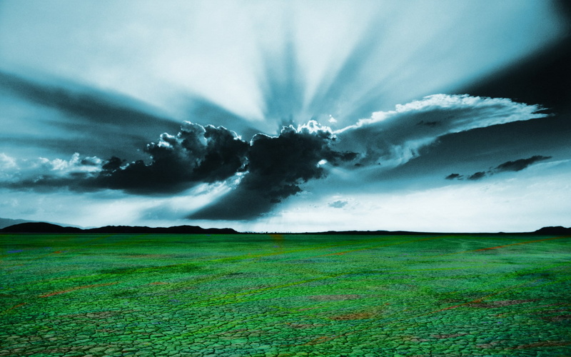 green color, landscape, plant, cloud - sky, land, grass, sky, horizon, no people, sunbeam, horizon over land, tranquil scene, scenics - nature, field, nature