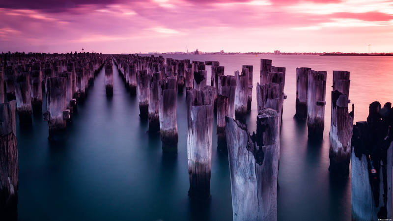 motion, lake, scenics - nature, rock, grass, purple, scene, tranquil scene, tourism, vacation, tree, wooden post, canyon, outdoor, valley, tranquility