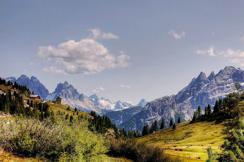 south tyrol, plant, non-urban scene, prato piazza, snowcapped mountain, scenics - nature, alpine panorama, tranquility, no people, cadini, unesco world heritage