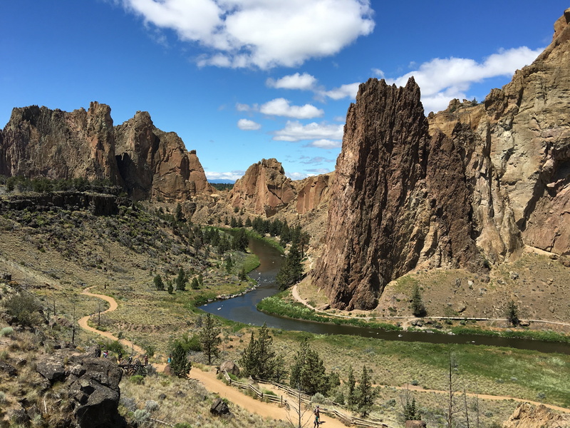 day, climbing, oregon, beauty in nature, sky, travel destinations, scenics, cloud - sky, physical geography, 4K, hiking, rock, rock formation, near, smith rock oregon