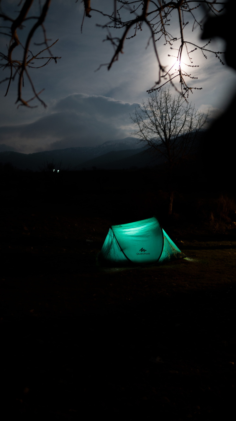 light, fire, ground, leisure activities, transportation, sky, beauty in nature, weather, no people, outdoors, camping, 5K, tranquil scene, mountain tent