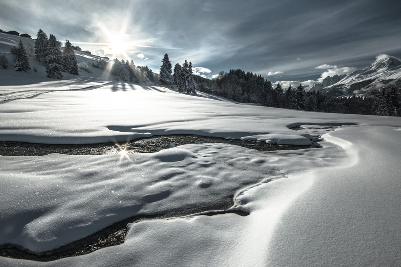 graubünden, covering, river, cloud - sky, Switzerland, tranquil scene, clouds, tranquility, snow, landscape, non-urban scene, 1080P, snowcapped mountain