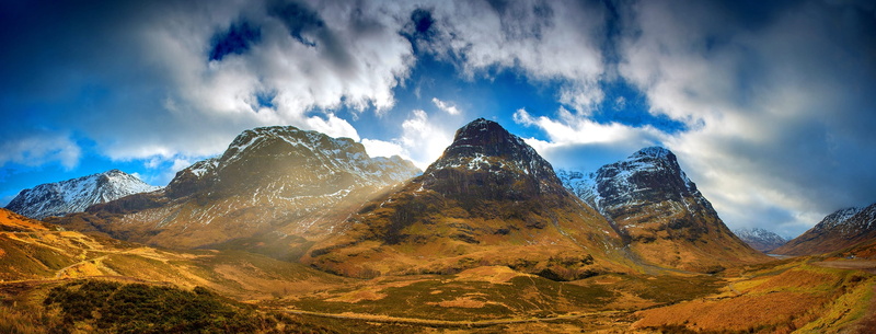 scotland, panorama, terrain, mountain peak, peaks, rocks, mountain, extreme terrain, cloud - sky, volcanic glen, sky, mountains, rock - object, outdoors