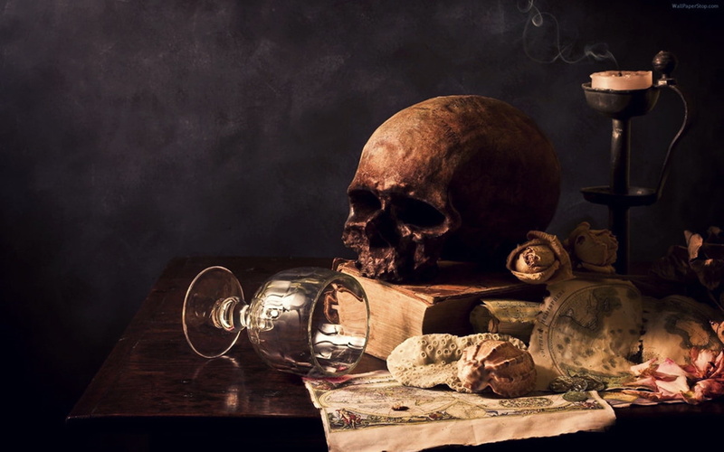 old, studio shot, people, human skeleton, large group of objects, horror, books, human skull, publication, drinking glass, antique, still life, skull, dark