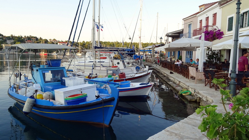 reflection, 5K, ionian, architecture, greece, evening, mode of transportation, moored, fiscardo, sky, built structure, boats, canal, nautical vessel, building exterior