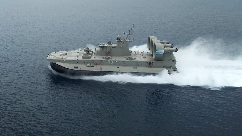 Sea, Small landing craft air cushion, 1080P, Kefalonia L-180, The Greek Navy, MDKVP " bison", The hovercraft
