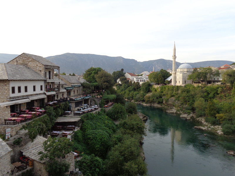 the city centre, plant, mostar, buildings, outdoors, monument, belief, bosnia, the old town, water, islam, reflection, mosque, place of worship, mountain