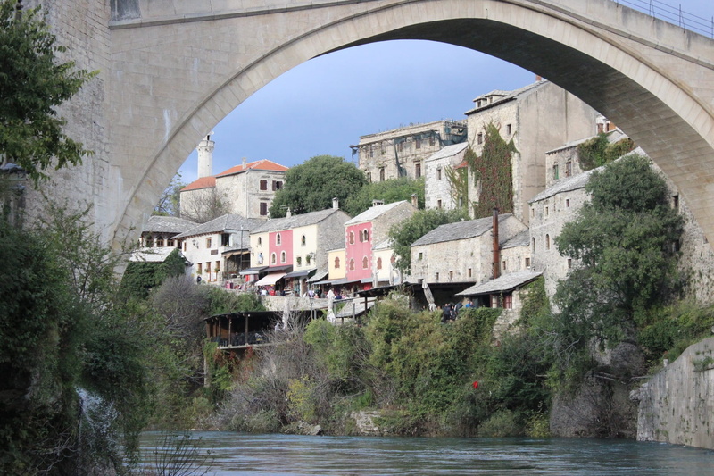 herzegovina, tree, building, no people, arch, plant, travel, arch bridge, heritage, river, travel destinations, unesco, bosnia, architecture, residential district