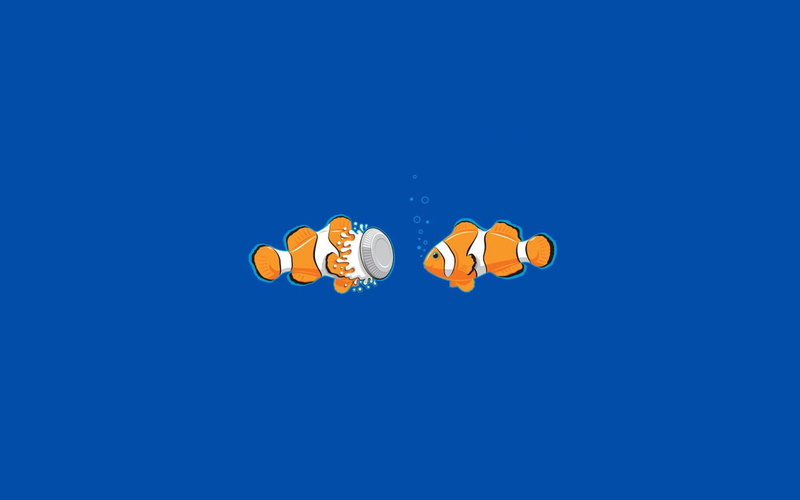 threadless, art, hd, minimalistic, animals, clown, clownfish, 720P, fun, x, FISH