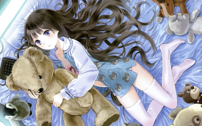 anime girls teddy bears stockings kamisama no memo chou shionji yuuko, 2K