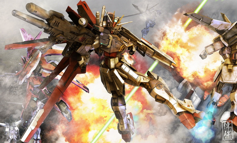 war, fighting, motion, outdoors, fire, no people, aggression, government, violence, fire - natural phenomenon, Mobile Suit Gundam SEED, smoke - physical structure