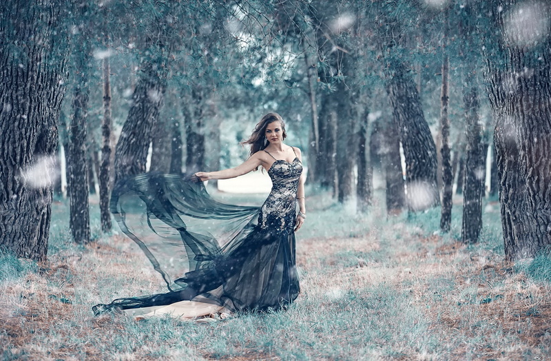 woodland, young adult, nature, plant, hair, forest, beautiful woman, long hair, wind, fairy tale, adult, outdoors, clothing, hairstyle, women, fashion