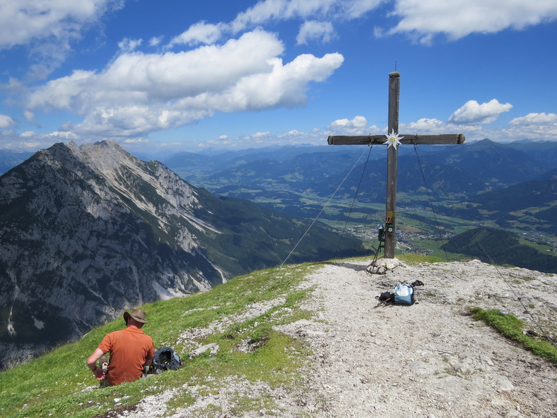 edelweiss, gröbming, walker, scenics - nature, mountain, mountaineering, clouds, mountains, climbing, environment, solid, 4K, mountain top, blue sky, rear view